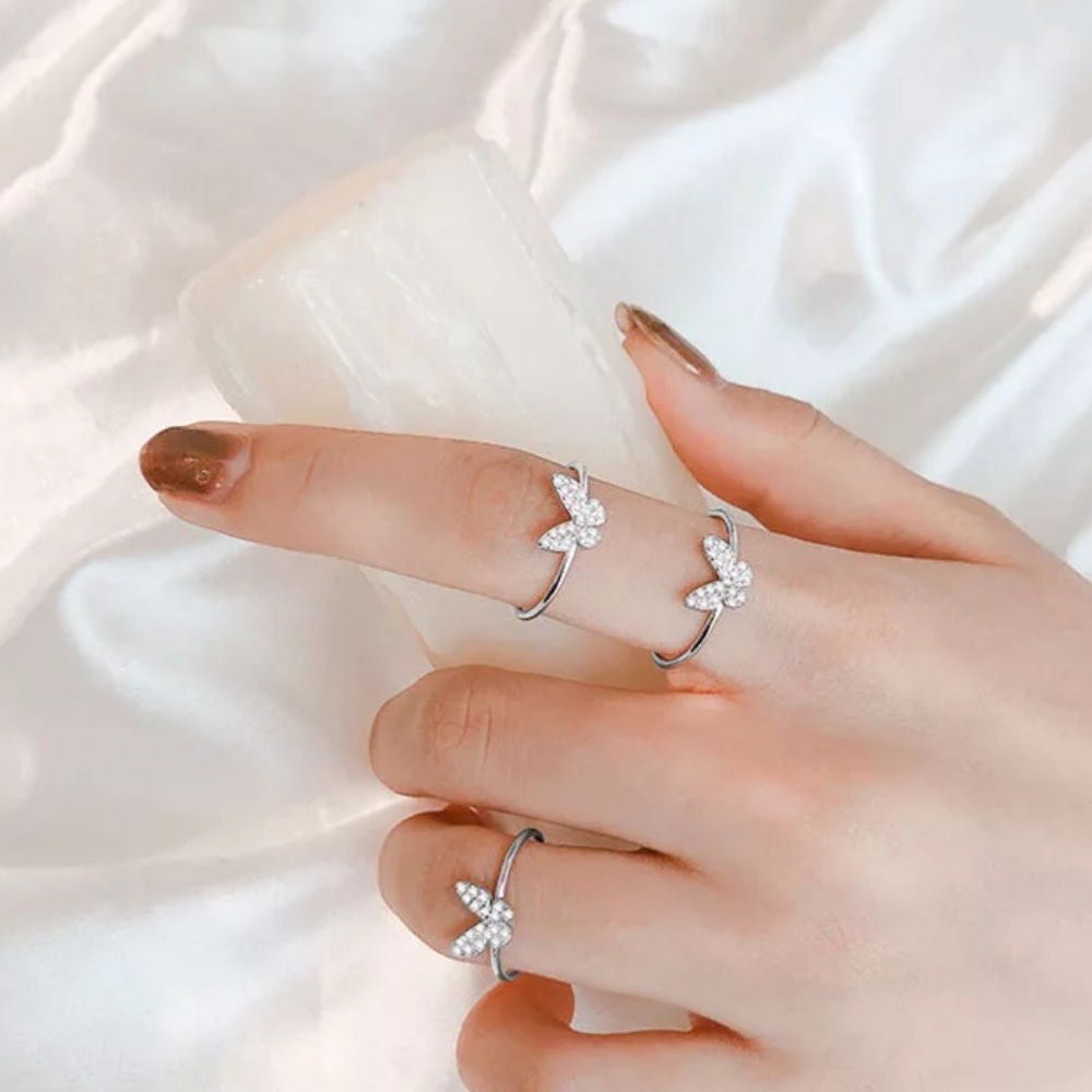 NEW 925 STERLING SILVER BUTTERFLY ADJUSTABLE RING - Picture 7 of 7